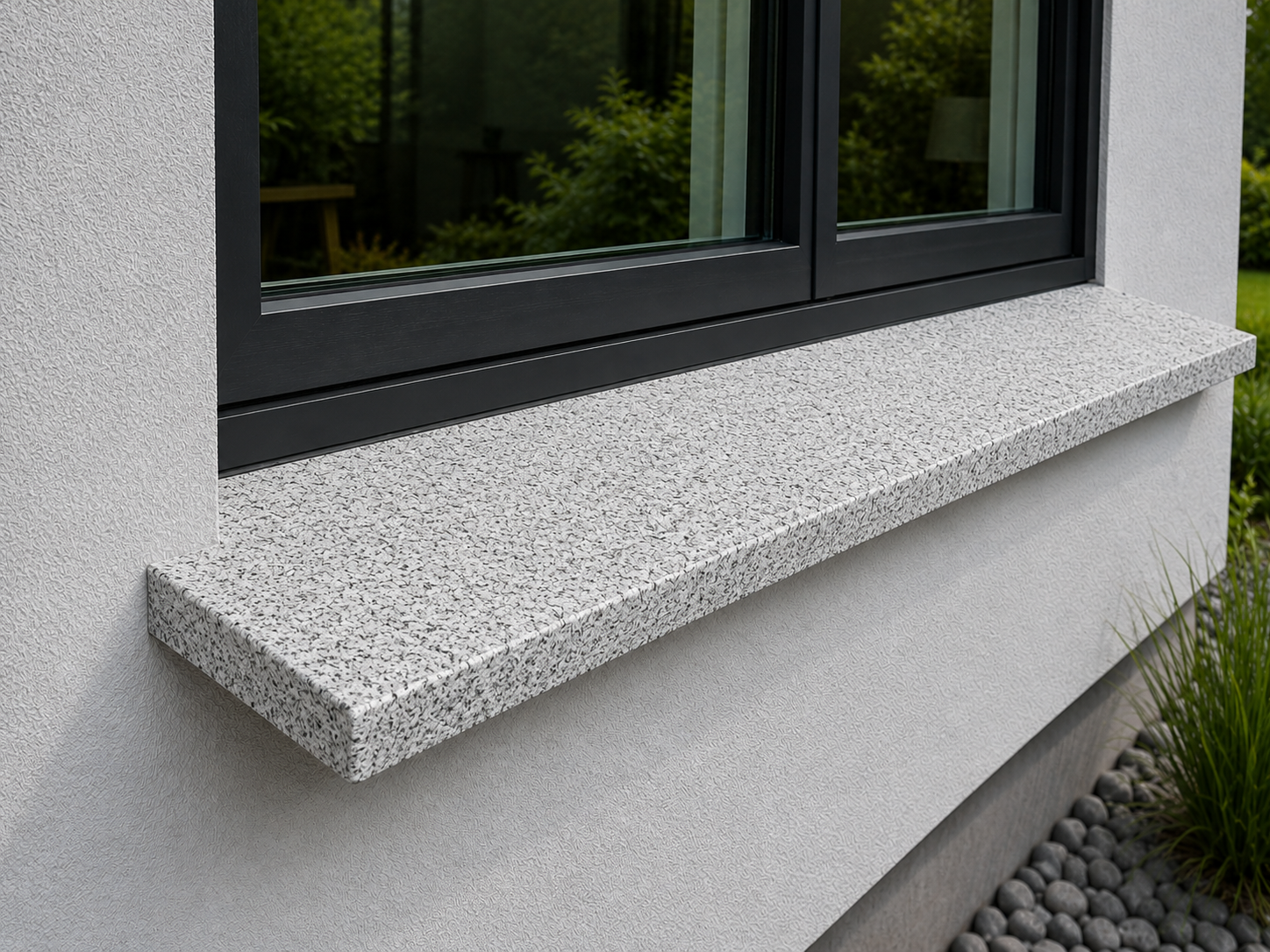 Außenfensterbank aus Granit Padang Kristall geflammt