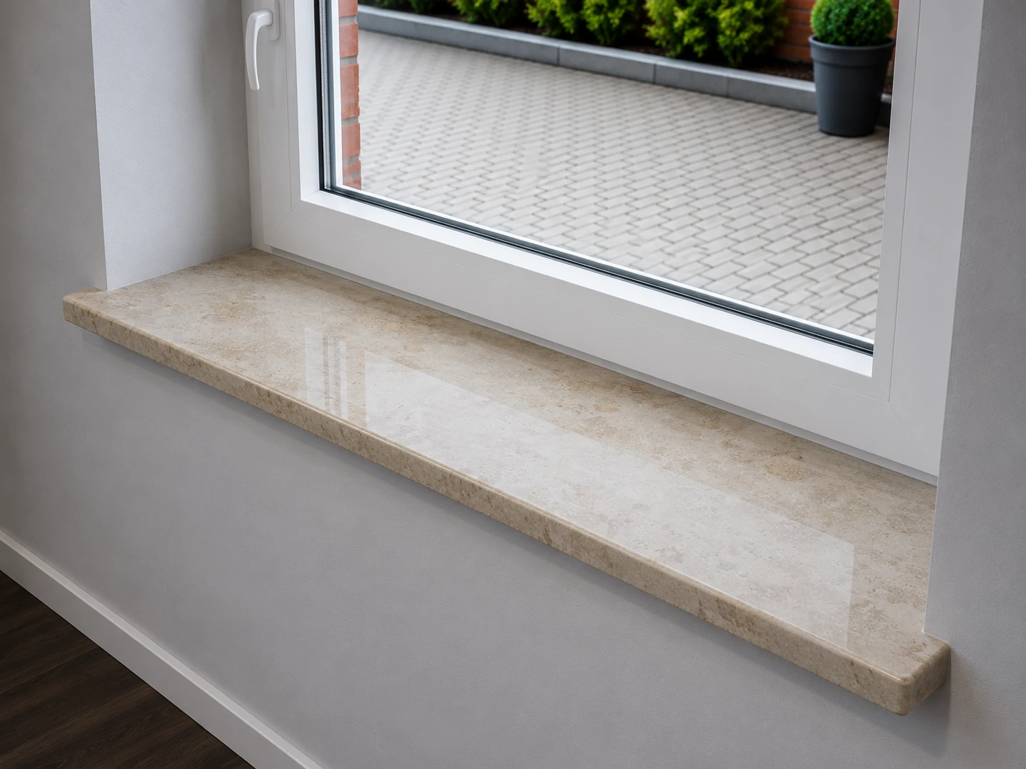 Innenfensterbank aus Jura Gelb Kalkstein am Fenster