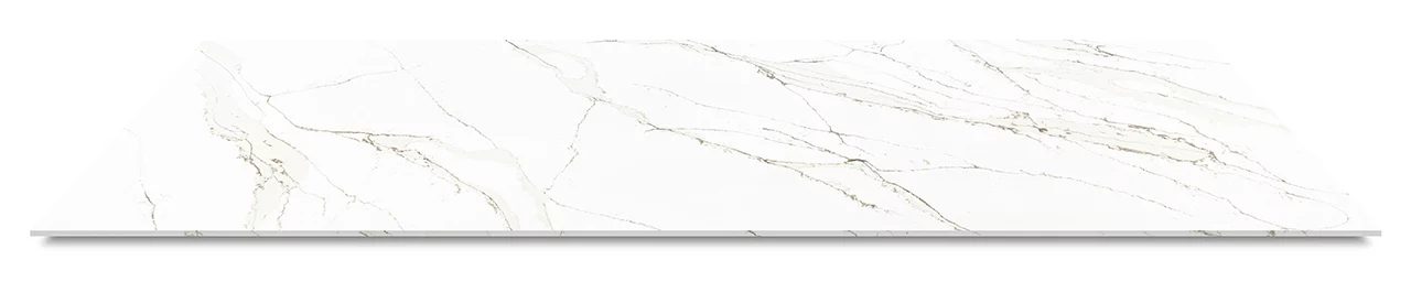 Compac Unique Calacatta Gold, Platte Quarzkomposit, weiß mit goldenen und grauen Adern