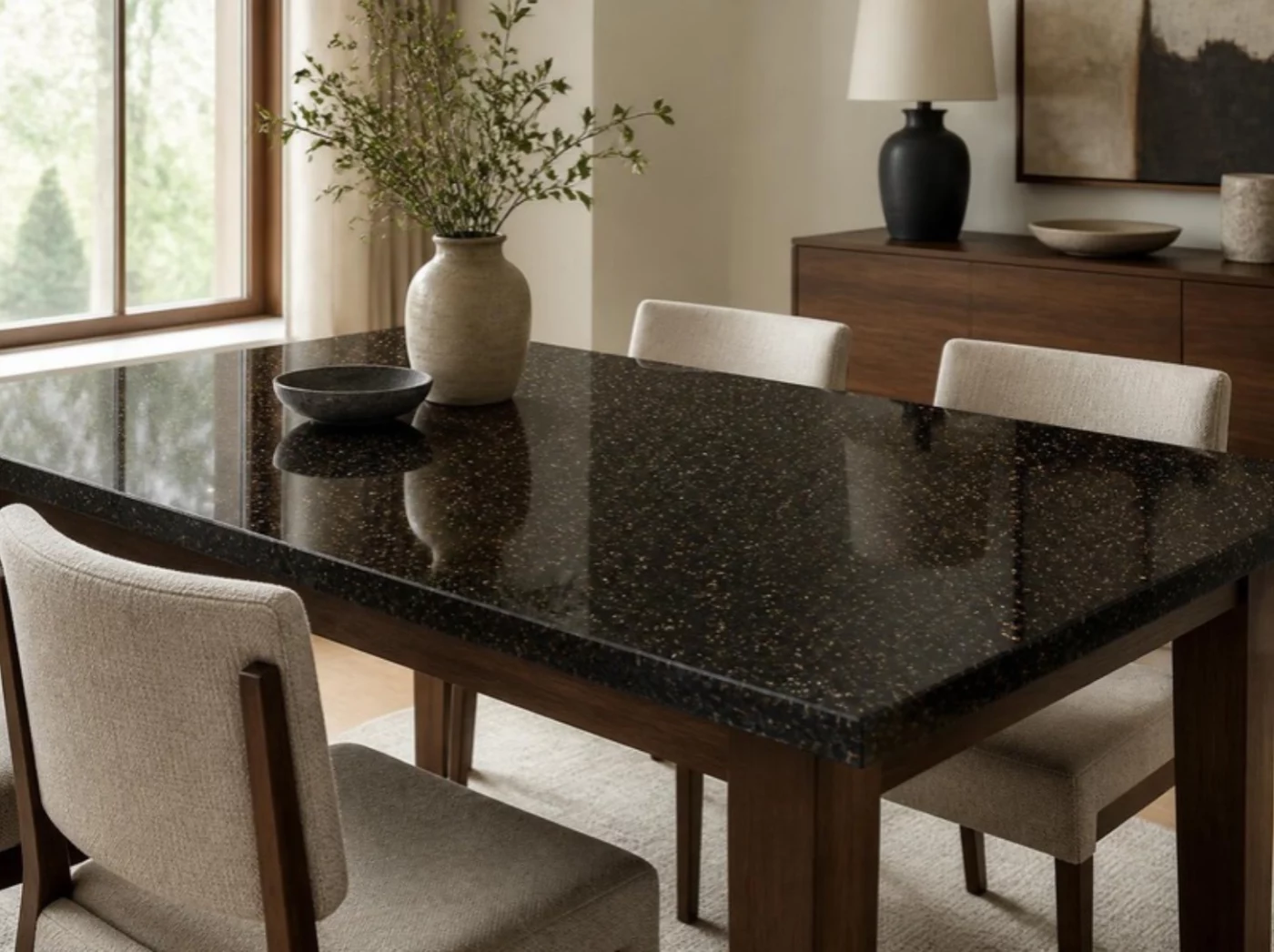Spisebord med bordplade i granit Star Galaxy